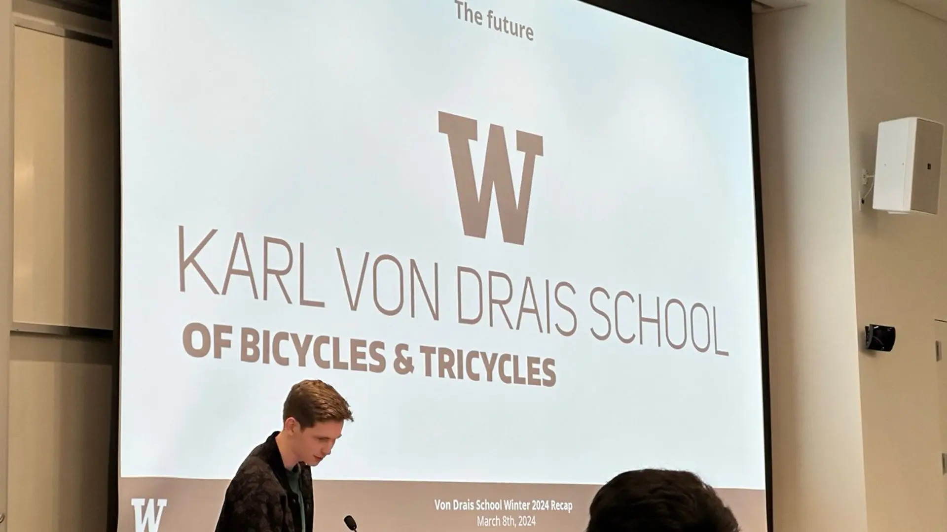 Presenter getting ready to start presenting a wacky presentation