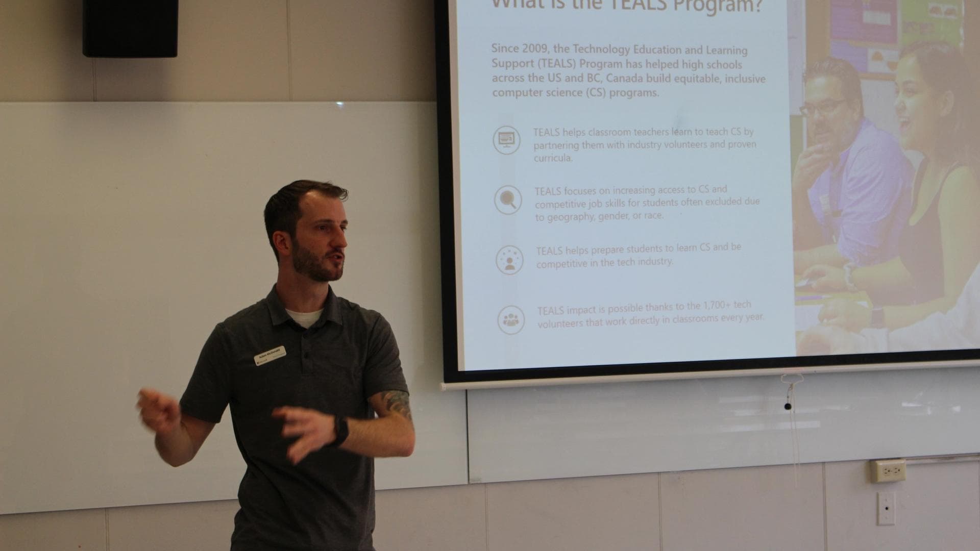 TEALS program presenter explaining the program
